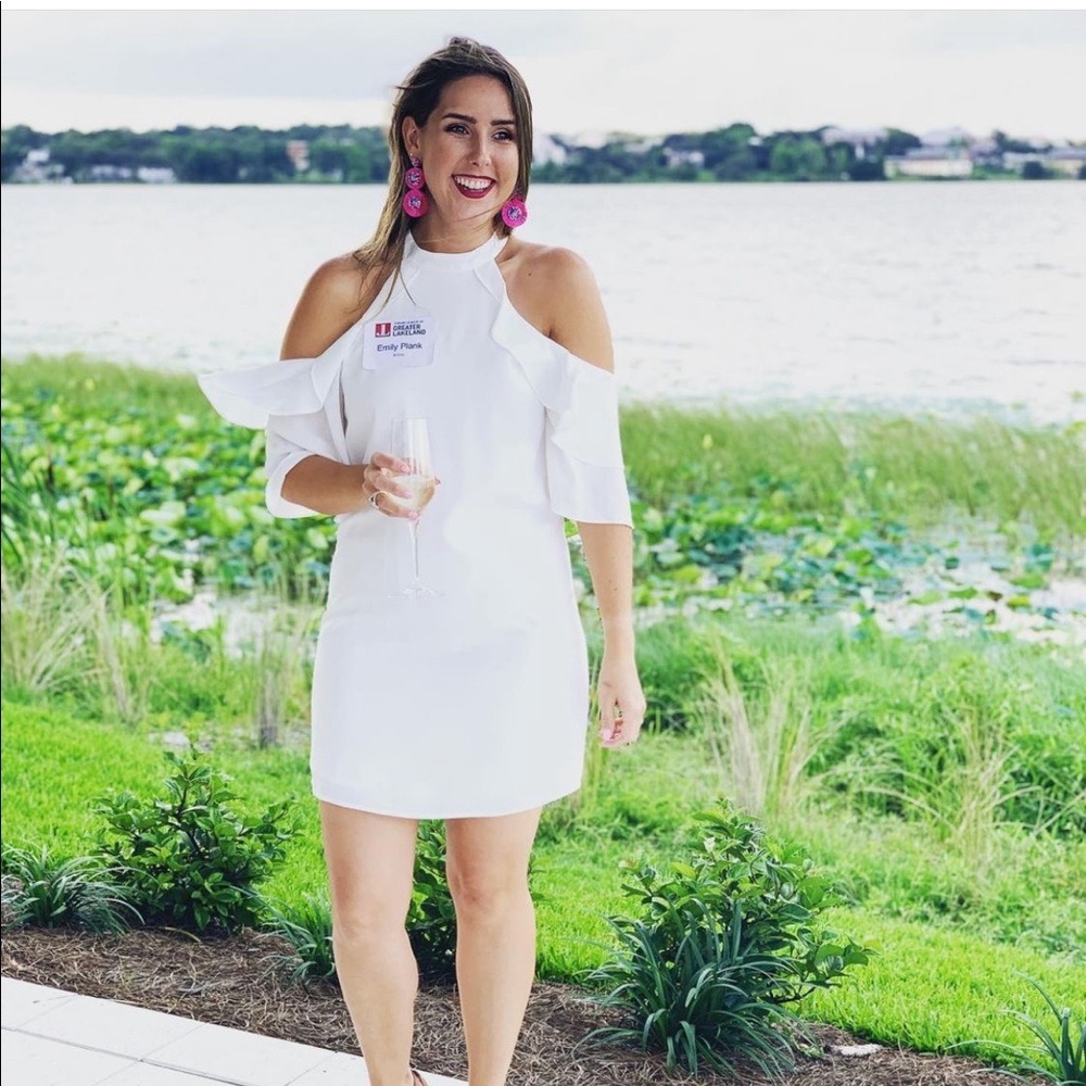 White mini dress with flair detail and halter neckline - Picture 5 of 5